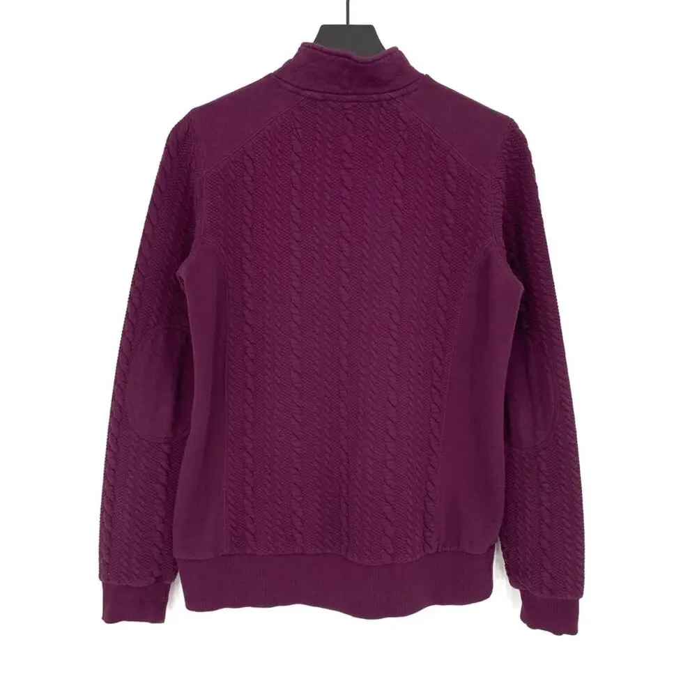 ORVIS Jacquard Cable Knit 1/4 Zip Pullover Sweater Purple S